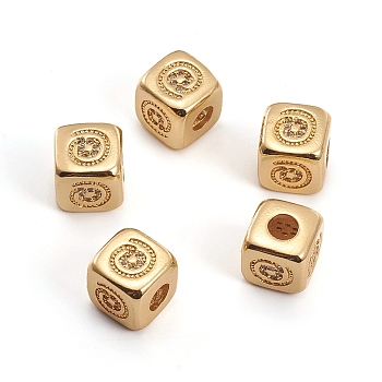 Brass Micro Pave Clear Cubic Zirconia Beads, Cube, Golden, 8.5x8.5x8.5mm, Hole: 3.5mm