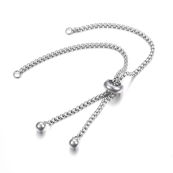 Adjustable 304 Stainless Steel Bracelet Making, Slider Bracelets, for DIY Jewelry Craft Supplies, Stainless Steel Color, 9-1/2 inch(24cm), Hole: 2.5~3mm, Single Chain Length: about 12cm
