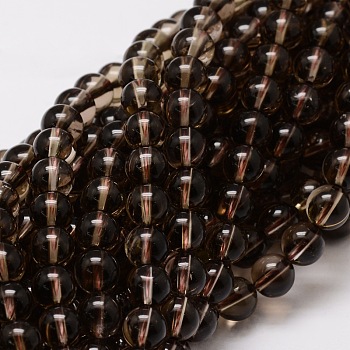 Natural Smoky Quartz Round Beads Strands, 10mm, Hole: 1mm, about 40pcs/strand, 15.7 inch