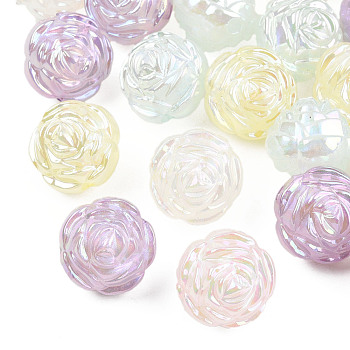 Plating Acrylic Beads, Pearlized, Flower, Mixed Color, 24x24x23mm, Hole: 3.5mm