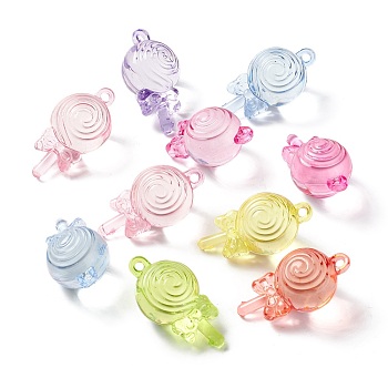 Transparent Acrylic Pendants, Lollipop, Mixed Color, 42.5x22x21.5mm, Hole: 3mm, about 70pcs/bag
