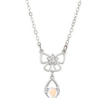 Constellation Rhinestone Pendant Necklace, Platinum Brass Star Necklace, Virgo, 16.14~19.69 inch(41~50cm)