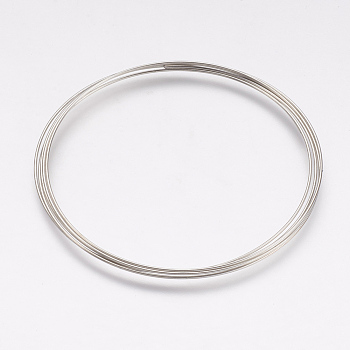 Round Iron Wires, Platinum, 55mm in diameter, 24 Gauge, 0.5mm wide, 5loops/pc