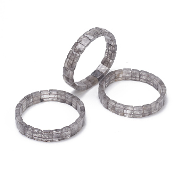 Natural Cloudy Quartz Gemstone Stretch Bracelets, Faceted, Rectangle, 2-3/8 inch(6cm)