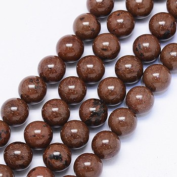 Natural Mahogany Obsidian Bead Strands, Round, 8mm, Hole: 1mm, about 50pcs/strand, 15.74 inch
