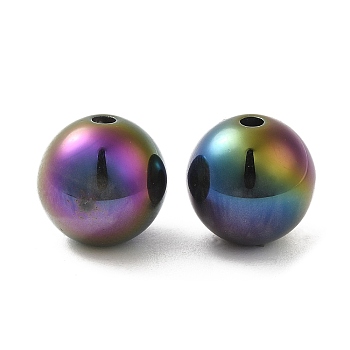 Iridescent Opaque Resin Beads, Candy Beads, Round, Colorful, 12x11.5mm, Hole: 2mm