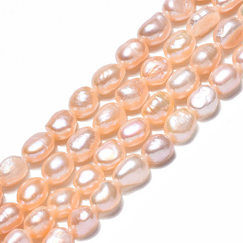 Natural Cultured Freshwater Pearl Beads Strands, Two Sides Polished, Wheat, 6~9x5~6x5~6mm, Hole: 0.6mm, about 49~50pcs/strand, 14.17 inch~14.57 inch(36~37cm)
