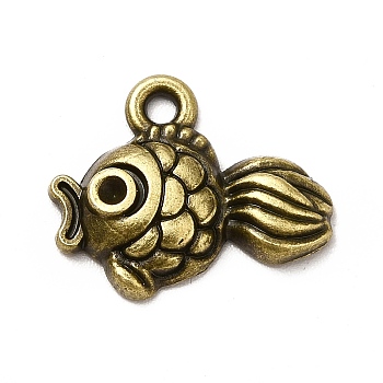 Tibetan Style Alloy Pendants, Goldfish Charms, Antique Bronze, 13x17x3.5mm, Hole: 1.6mm