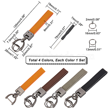 AHADERMAKER 4 Sets 4 Colors Microfiber Leather Keychain(KEYC-GA0001-16)-2