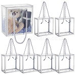 Foldable Hot Stamping Transparent PVC Packaging Boxes, with Polyester Rope Handles, Rectangle, Silver, 7.4x14.1x14.1cm(CON-WH0123-24B-01)