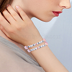 2Pcs 2 Styles Word Acrylic & Brass Heart Beaded Stretch Bracelets, for Best Friends Sister Announcement Gift, Colorful, Inner Diameter: 1-3/4 inch(4.3cm), 1pc/style(BJEW-LP0004-27)
