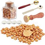DIY Scrapbook Making Kits, Including Glass Bottle, Brass Wax Seal Stamp and Wood Handle Sets, Sealing Wax Particles, Candle and Stainless Steel Melting Spoon, Brown, 137pcs/set(DIY-CP0005-55A)