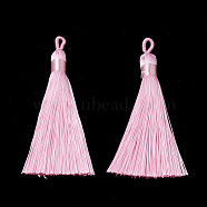 Polyester Tassel Big Pendants Decoration, Pearl Pink, 80~90x8.5~9mm, Hole: 4x6mm(AJEW-S059-18)