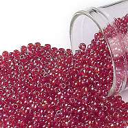 TOHO Round Seed Beads, Japanese Seed Beads, (165C) Transparent AB Ruby, 11/0, 2.2mm, Hole: 0.8mm, about 1110pcs/10g(X-SEED-TR11-0165C)
