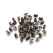 Iron Ear Nuts, Friction Earring Backs for Stud Earrings, Nickel Free, Antique Bronze, about 6mm long, 4mm wide, 3mm high, hole: 0.7~1.0mm(X-E034Y-NFAB)