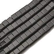 Electroplated Non-magnetic Synthetic Hematite Beads Strands, Rectangle, 2-Hole, Black, 6x4x3mm, Hole: 1.2mm, about 95pcs/strand, 15.35 inch(39cm)(G-C106-B02-14B)