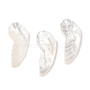 Natural White Shell Carved Pendants, Wing Charms, 25.5x11x3mm, Hole: 1mm(SSHEL-I026-07A)