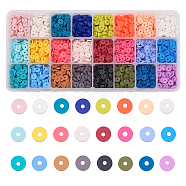 Eco-Friendly Handmade Polymer Clay Beads, for DIY Jewelry Crafts Supplies, Disc/Flat Round, Mixed Color, 6x1mm, Hole: 2mm, 24colors, about 285~300pcs/color, 6840~7200pcs/box(CLAY-PH0001-13-6mm)