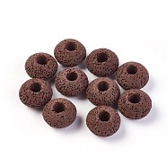 Natural Lava Rock Beads, Dyed, Rondelle, Coconut Brown, 15.5~16x9.7~10mm, Hole: 5~5.4mm(G-I220-H05)
