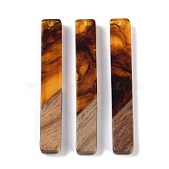 Resin & Wood Big Pendants, Rectangle Charms, Goldenrod, 51.5x7.5x3.5mm, Hole: 1.8mm(WOOD-F015-02H)