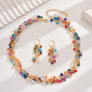 Elegant Vintage Glass Jewelry Set, include Earrings & Necklaces, Mixed Color, (SW5246)