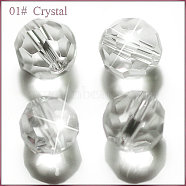 Imitation Austrian Crystal Beads, Grade AAA, Faceted, Round, Clear, 8mm, Hole: 0.9~1.4mm(SWAR-F021-8mm-001)