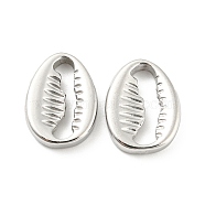 304 Stainless Steel Pendants, Shell Shape Charms, Stainless Steel Color, 17.5x13.5x3mm, Hole: 15x3mm(STAS-I202-27P)