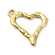 Ion Plating(IP) 304 Stainless Steel Pendants, Heart Charm, Real 18K Gold Plated, 23x22x2.5mm, Hole: 2.2mm(STAS-B058-09G-02)