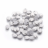 304 Stainless Steel Charms, Stamping Blank Tag, Oval, Stainless Steel Color, 7x5x0.9mm, Hole: 1mm(STAS-L234-065B)