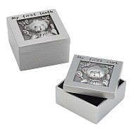 Tibetan Style Alloy Bear Engraved My First Curl and My First Tooth Book Keepsake Box, Tooth Collection Organizer Holder, Great Gift Idea for Babies to Keep The Childhood Memory, Antique Silver, 3.55x3.55x2.25cm, 2pcs/set(ODIS-WH0043-78)