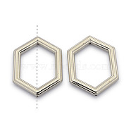 CCB Plastic Bead Frames, Hexagon Ring, Platinum, 53x39x6mm, Hole: 1mm, Inner Diameter: 27x40mm(CCB-J027-02P)