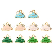 10Pcs 5 Styles Alloy Enamel Pendants, Cadmium Free & Nickel Free & Lead Free, Light Gold, Frog, Mixed Color, 12.5x15.5x2mm, Hole: 2mm, 2pcs/style(FIND-FS0002-32)