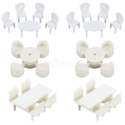 6 Sets 3 Style Mini Plastic Chairs and Table Miniature Display Decorations, for Dollhouse Furniture Accessories, Cornsilk, 11.5~21x12.5~32x11~25mm, 2 sets/style(AJEW-OC0004-12)