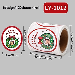 120 Round Paper Christmas Cartoon Sticker Rolls, Decorative Sealing Stickers for Gifts, Party, Round, 60x50x0.1mm(DIY-M070-09A)