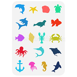 Plastic Drawing Painting Stencils Templates, for Painting on Scrapbook Fabric Tiles Floor Furniture Wood, Rectangle, Sea Animals, 29.7x21cm(DIY-WH0396-0085)