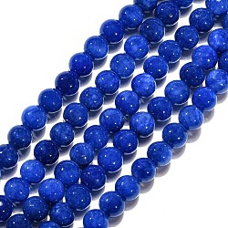 Natural Mashan Jade Round Beads Strands, Dyed, Blue, 6mm, Hole: 1mm, about 69pcs/strand, 15.7 inch(X-G-D263-6mm-XS08)