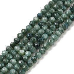 Natural Freshwater Shell Dyed Beads Strands, Faceted Round Beads, Teal, 4mm, Hole: 0.8mm, about 108pcs/strand, 15.35''(39cm)(SHEL-R100-12A-05)