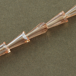 Glass Beads Strands, Faceted, Cone, Bisque, 15x8x8mm, Hole: 2mm(GLAA-Q020-14)