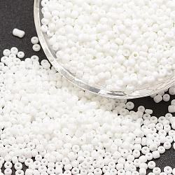 8/0 Glass Seed Beads, Grade A, Round, Opaque Colours, White, 2.8~3.2mm, Hole: 1.0mm, about 15000pcs/pound(SEED-J014-F8-41)