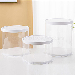 Clear Plastic Tall Cake Boxes, Bakery Cake Box Container, Column with Lids Suitable for 8 Inch 3 Tier Cake, White, 260x310mm(BAKE-PW0001-453A-K-01)