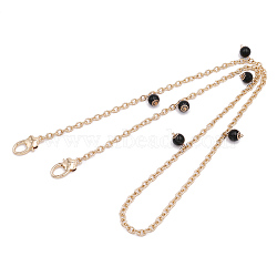 Alloy Bag Straps, with Acrylic Beads and Alloy Clasps, Bag Repalcement Accessories, Light Gold, 117.5~118.5x0.7x0.15cm, Pendants: 13.7x22.5mm, Clasps: 36x18x7mm(FIND-WH0095-08)