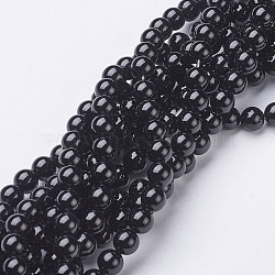 Natural Black Onyx Round Beads Strands, Grade A, Dyed, Black, 6mm, Hole: 1mm, about 63pcs/strand, 15.5 inch(X-GSR6mmC097)