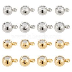 40Pcs 4 Style Brass Tube Bails, Loop Bails, Slider Stopper Beads, Cadmium Free & Lead Free, 925 Sterling Silver Plated & Real 24K Gold Plated, 7.5~8.5x5~6x4~4.5mm, Hole: 1.2~2mm, 10Pcs/style(KK-AR0003-90)