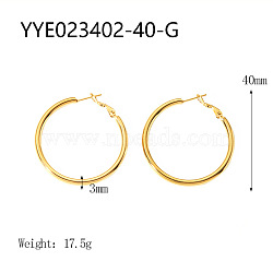 Stylish Stainless Steel Big Hoop Earrings, Real 18K Gold Plated, 40x3mm(NA7733-2)