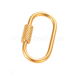 Stainless Steel Screw Clasps, Locking Carabiner, Oval, Golden, 26x14.5mm(PW-WGDACCF-05)