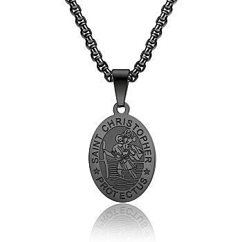 Saint Christopher Pendant Men's Stainless Steel Necklace Titanium Steel Men's Jewelry.