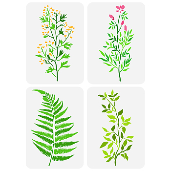 4Pcs 4 Styles PET Hollow Out Drawing Painting Stencils, for DIY Scrapbook, Photo Album, Tree, 297x210mm, 1pc/style