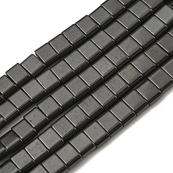 Electroplated Non-magnetic Synthetic Hematite Beads Strands, Rectangle, 2-Hole, Black, 6x4x3mm, Hole: 1.2mm, about 95pcs/strand, 15.35 inch(39cm)