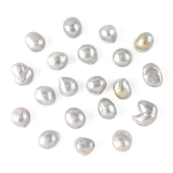 10Pcs Natural Cultured Freshwater Pearl Beads, Dyed, Potato, Silver, 9~13x9~10x6.5~10mm, Hole: 0.2mm