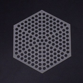 Hexagon Plastic Mesh Canvas Bag Sheets, for DIY Crafting Knit Handbag Accessories, White, 9.5~9.8x8.3~8.5x0.1~0.12cm, Hole: 4.5mm